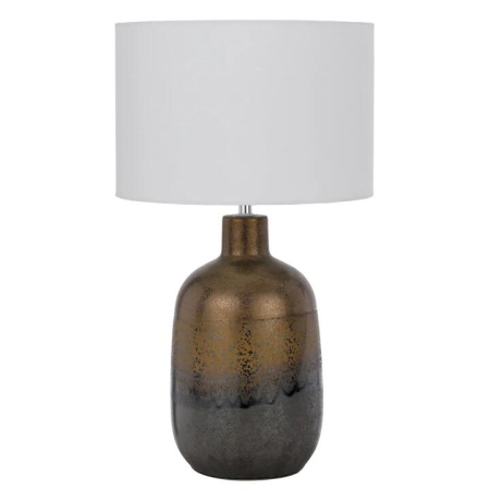 Arthur Modern Table Desk Lamp Light Fabric Ceramic Rusty White Gloss