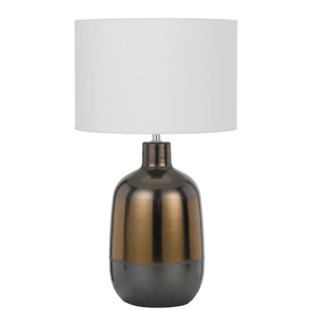 Arthur Modern Table Desk Lamp Light Fabric Ceramic Bronze White Gloss