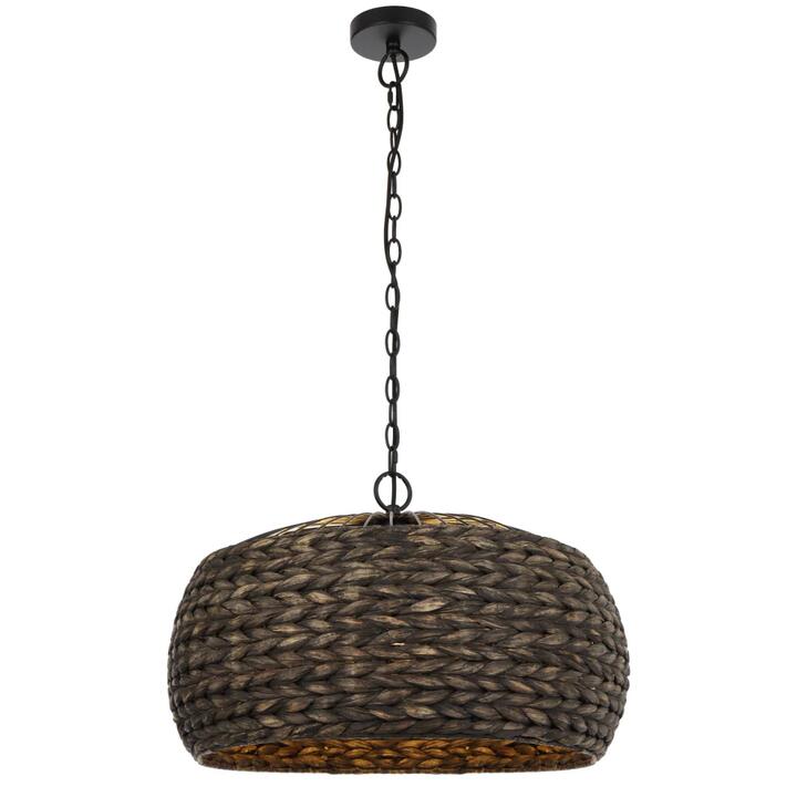 Antera Modern Pendant Hanging Lamp Light Metal Water Hyacinth Black Natural Matte