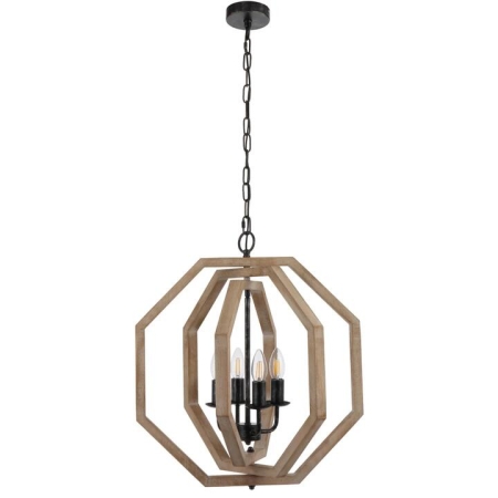 Indio Modern Pendant Hanging Lamp Light Wood Metal Black Wood Tones