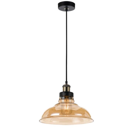 Hertel Modern Pendant Hanging Lamp Light Glass Metal Black Amber