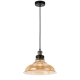 Hertel Modern Pendant Hanging Lamp Light Glass Metal Black Amber