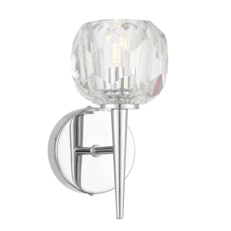 Zaha Contemporary Wall Lamp Light Metal Crystal Clear Chrome