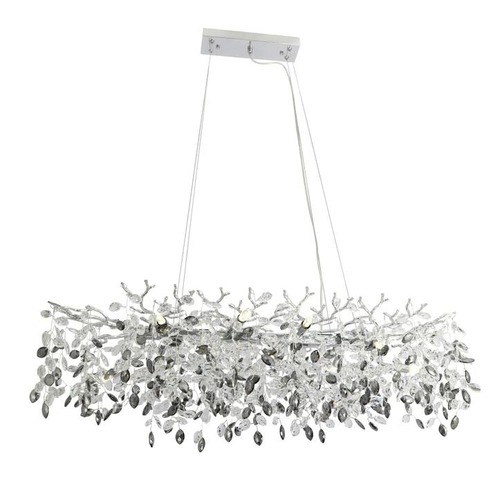 Molena Modern Pendant Hanging Lamp Light Aluminium Crystal Chrome Smoke Clear Gloss