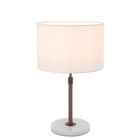 Placin Vintage Table Desk Lamp Light Fabric Metal Marble Bronze Ivory White Marble
