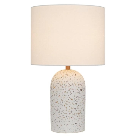Fevik Industrial Table Desk Lamp Light Fabric Metal Terrazzo Ivory White