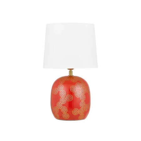 Wishes Modern Table Desk Lamp Light Ceramic Fabric Red Gold Ivory