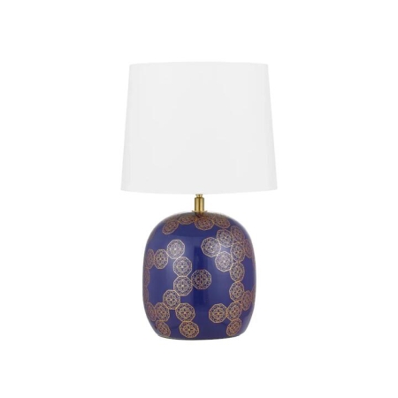 Wishes Modern Table Desk Lamp Light Ceramic Fabric Blue Gold Ivory