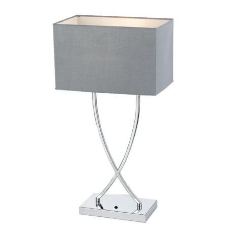 Jasmine Modern Table Desk Lamp Light Metal Fabric Grey Chrome
