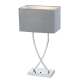 Jasmine Modern Table Desk Lamp Light Metal Fabric Grey Chrome