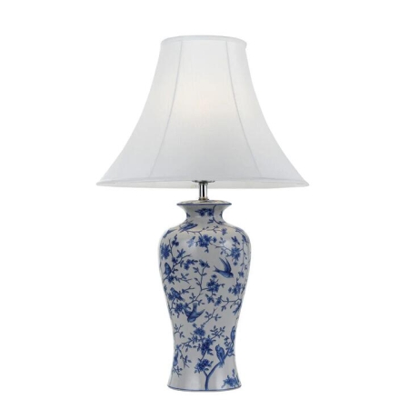 Hulong Modern Table Desk Lamp Light Fabric Ceramic Blue White