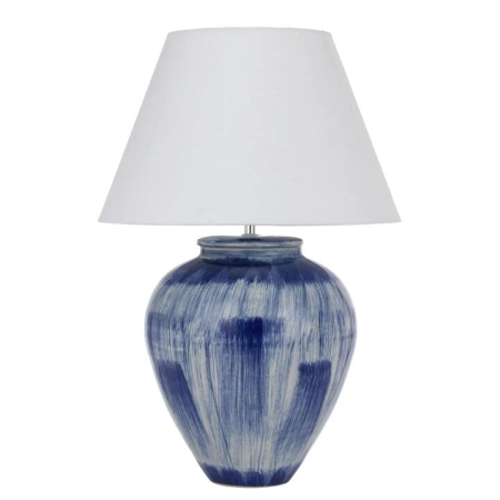 Jamie Modern Table Desk Lamp Light Fabric Ceramic Blue White