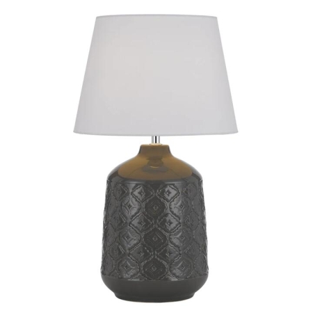 Baci Modern Table Desk Lamp Light Fabric Ceramic Grey White Gloss