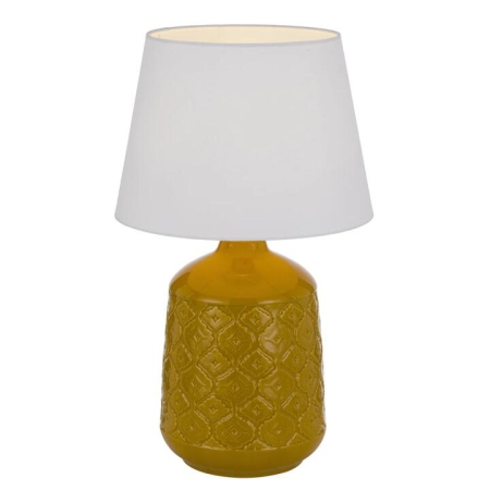 Baci Modern Table Desk Lamp Light Fabric Ceramic Butterscotch White Gloss