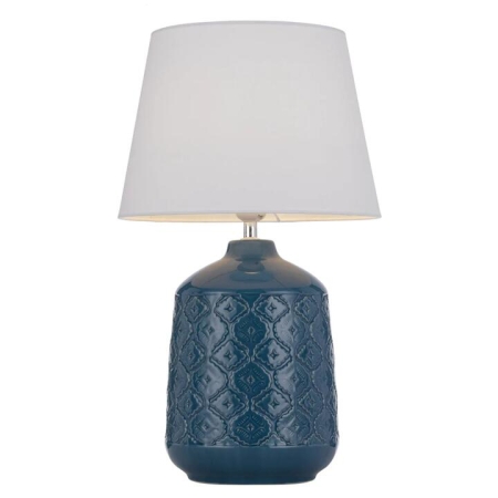 Baci Modern Table Desk Lamp Light Fabric Ceramic Blue White Gloss