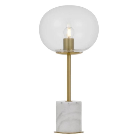 Dimas Modern Table Desk Lamp Light Marble Glass Metal Clear White Marble Antique Gold