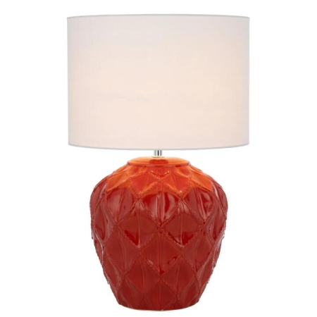 Diaz Modern Table Desk Lamp Light Fabric Ceramic White Red Gloss