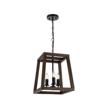 Dalton Modern Pendant Hanging Lamp Light Metal Wood Black Walnut Matte Wood Tones
