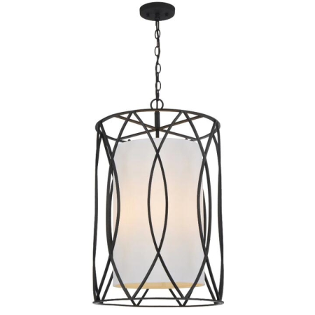Dover Contemporary Pendant Hanging Lamp Light Metal Fabric Black Textured