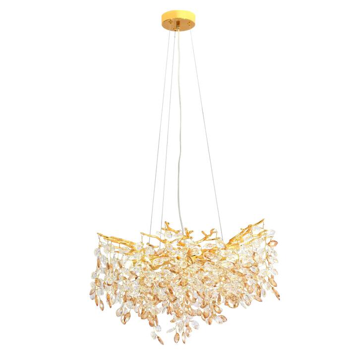 Molena Modern Pendant Hanging Lamp Light Aluminium Crystal Gold Amber Clear Gloss