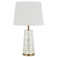 Fusell Modern Table Desk Lamp Light Capiz Shell Metal Fabric White Gold Gloss