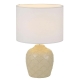 Indo Modern Table Desk Lamp Light Fabric Ceramic White Cream Gloss