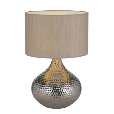 Hanoi Modern Table Desk Lamp Light Fabric Ceramic Silver Gloss
