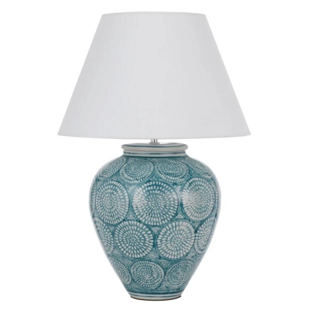 Hannah Modern Table Desk Lamp Light Fabric Ceramic Blue White Gloss