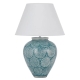 Hannah Modern Table Desk Lamp Light Fabric Ceramic Blue White Gloss