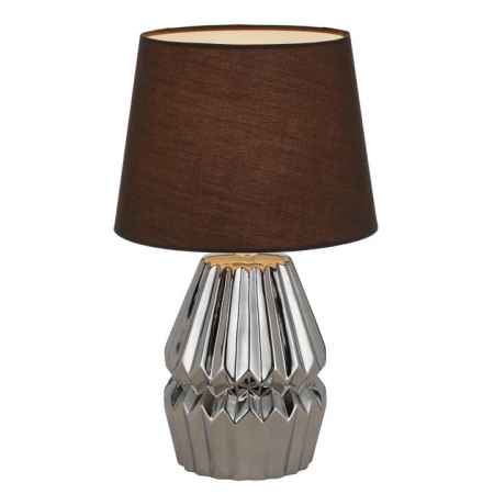 Greet Modern Table Desk Lamp Light Fabric Ceramic Chrome Brown Gloss