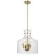 Perron Modern Pendant Hanging Lamp Light Metal Glass Antique Gold Satin