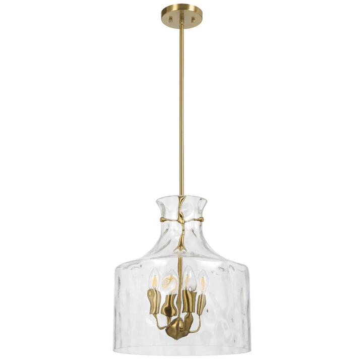 Perron Modern Pendant Hanging Lamp Light Metal Glass Antique Gold Satin
