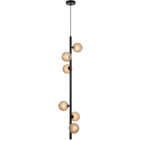 Elson Modern Pendant Hanging Lamp Light Metal Glass Black Amber Matte