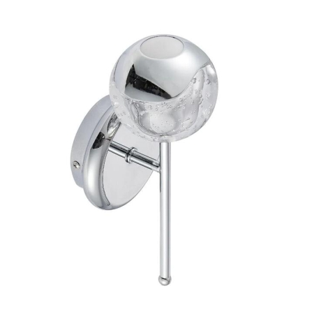 Segovia Modern Wall Lamp Light Glass Stainless Steel Zinc Alloy Metal Chrome Clear Gloss