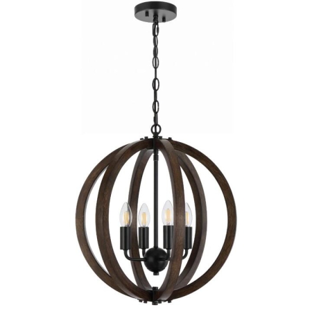 Vestal Modern Pendant Hanging Lamp Light Metal Wood Black Walnut Matte Wood Tones