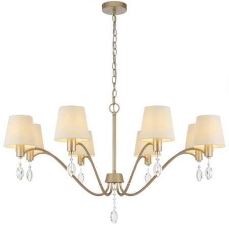 Malvern Vintage Pendant Hanging Lamp Light Metal Crystal Fabric Antique Silver Satin