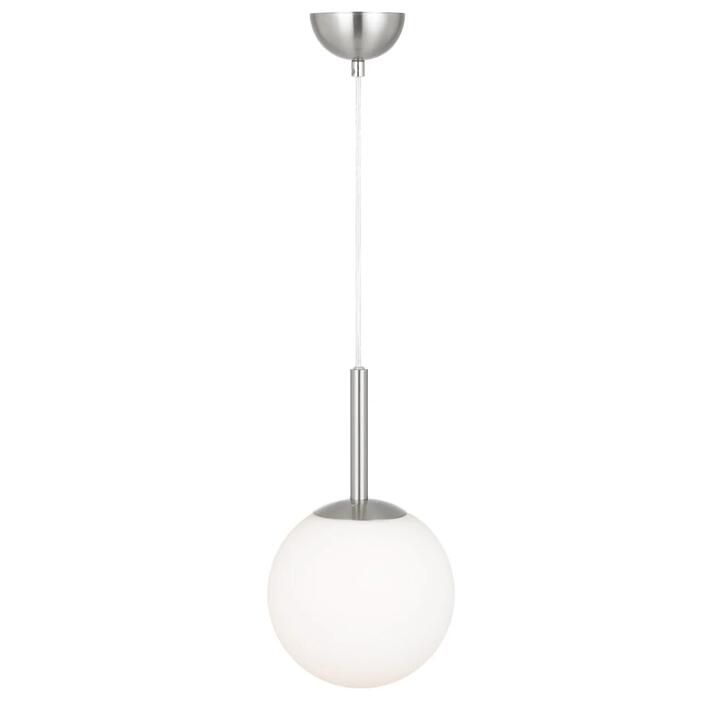 Bally Modern Pendant Hanging Lamp Light Glass Metal Opal Matt Nickel