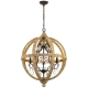 Florin Industrial Pendant Hanging Lamp Light Glass Wood Metal Clear Wood Iron