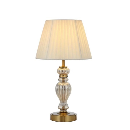 Cadiz Modern Table Desk Lamp Light Metal Glass Fabric Antique Gold Cream Gloss