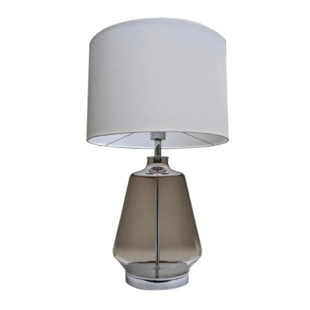 Harper Modern Table Desk Lamp Light Glass Metal Fabric White Smoke