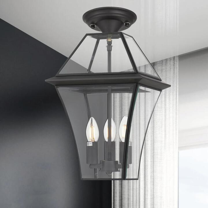 Rye Vintage Pendant Hanging Lamp Light Glass Solid Brass Clear Black