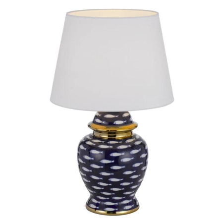 Masu Modern Table Desk Lamp Light Fabric Ceramic Blue White Gold Gloss