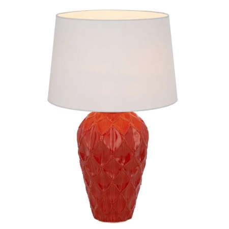 Madrid Contemporary Table Desk Lamp Light Fabric Ceramic White Red Gloss