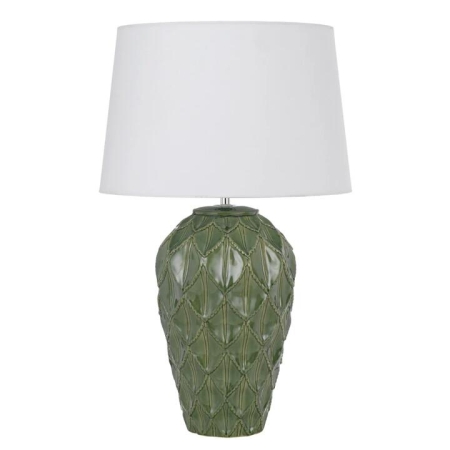 Madrid Contemporary Table Desk Lamp Light Fabric Ceramic White Green Gloss