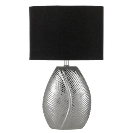 Klee Modern Table Desk Lamp Light Fabric Ceramic Black Chrome Gloss