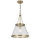 Olmont Industrial Pendant Hanging Lamp Light Metal Glass Gold Clear Satin
