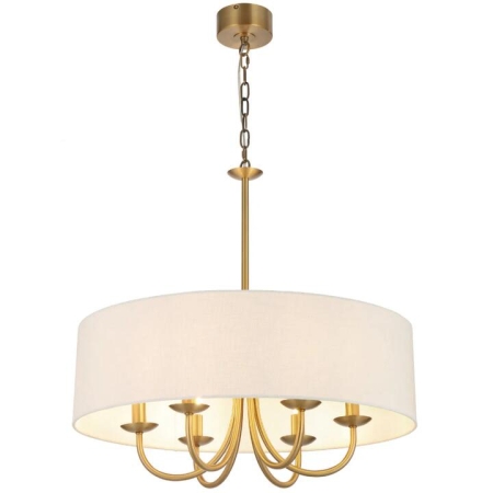 Shiron Contemporary Pendant Hanging Lamp Light Metal Fabric Brass Ivory Matte Plated