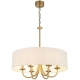 Shiron Contemporary Pendant Hanging Lamp Light Metal Fabric Brass Ivory Matte Plated