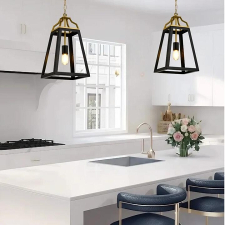 Monteal Contemporary Pendant Hanging Lamp Light Metal Black Antique Gold Matte