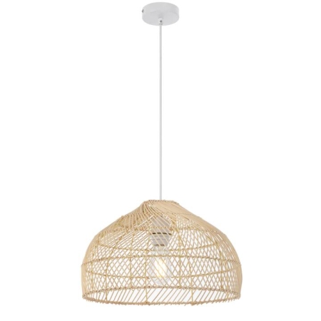 Frya Contemporary Pendant Hanging Lamp Light Metal Rattan Natural White Matt